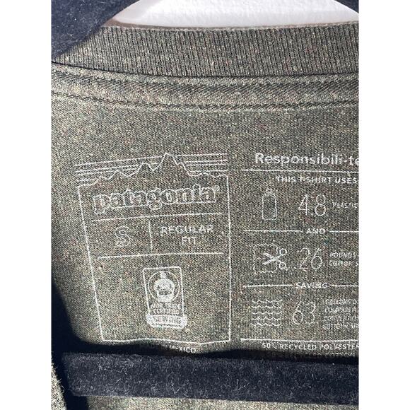 Patagonia Mens Text Logo Long-Sleeve Responsibili-Tee-Shirt Green Size S - Picture 4 of 9
